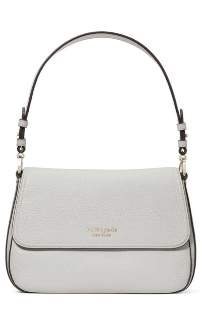 Kate Spade Hudson Pebble Leather Medium Convertible Shoulder Bag In Platinum Grey