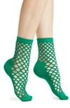 HIGH HEEL JUNGLE HEDGE FISHNET COTTON BLEND CREW SOCKS