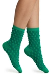 High Heel Jungle Dot Texture Crew Socks In Kelly Green