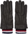 THOM BROWNE THOM BROWNE BLACK LEATHER AND CASHMERE EXPOSED SEAM GLOVES,MGF013L-00201