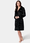 Bebe Sliver Foil Plush Robe In Black