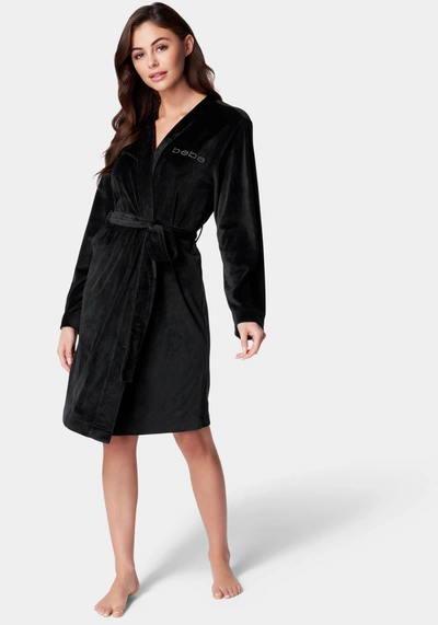 Bebe Velour With Rhinestones Robe In Black