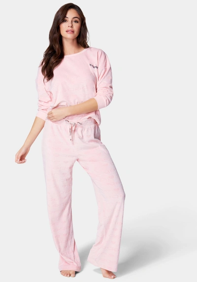 Bebe Burnout Velour Pajama Set In Light Pink