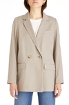 Madewell Caldwell Double-breasted Linen-blend Blazer In Pumice