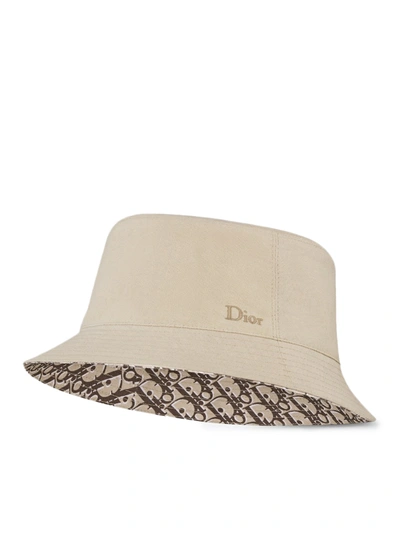 Dior Oblique Reversible Fisherman Hat In Nude & Neutrals