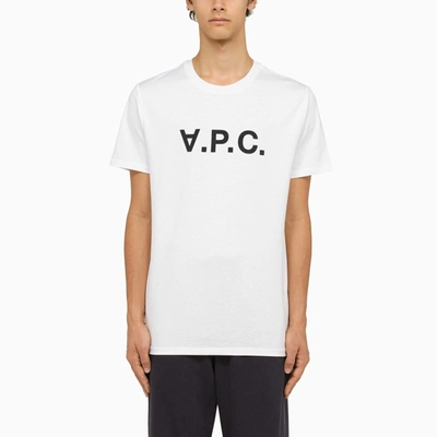 Apc A.p.c. Logoed White Crewneck T Shirt In Blue