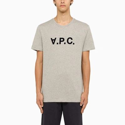 APC A.P.C. LOGOED GREY CREWNECK T SHIRT