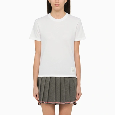 THOM BROWNE THOM BROWNE WHITE T SHIRT WITH TRICOLOUR DETAIL