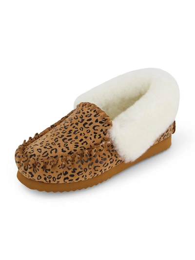 Emu Ridge Molly Womens Suede Shearling Moccasin Slippers In Brown