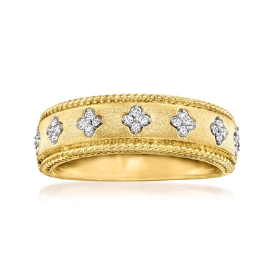 Ross-simons Diamond Clover Ring In 18kt Gold Over Sterling In Silver
