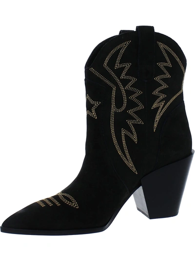 Dolce Vita Ginni Womens Embroidered Pointed Toe Cowboy, Western Boots In Black