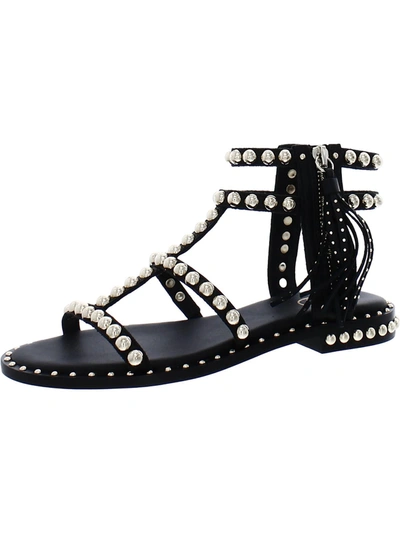 Ash Power Womens Leather Studded Gladiator Sandals In Black