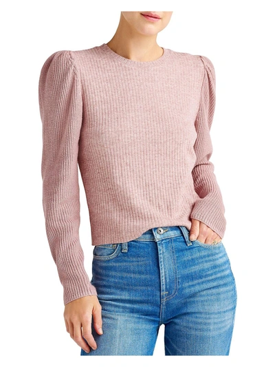 Splendid Womens Knit Puff Sleeve Pullover Sweater In Pink