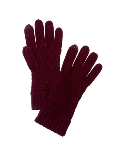 Forte Cashmere Cable Texture Stitch Cashmere Gloves In Purple