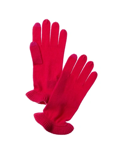 Forte Cashmere Ruffle Cashmere Gloves In Red