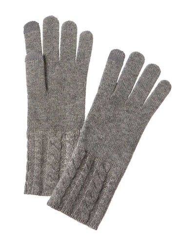 Bruno Magli Cable Knit Cuff Cashmere Gloves In Grey