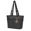 Mkf Collection By Mia K Lori M Logo Printed Vegan Leather Women's Tote Handbag In Black