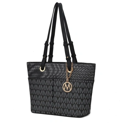 Mkf Collection By Mia K Lori M Logo Printed Vegan Leather Women's Tote Handbag In Black