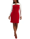 KASPER WOMENS KNOT NECK COLORBLOCK SHEATH DRESS