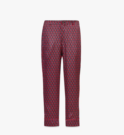 Mcm Unisex Cubic Monogram Silk Satin Pajama Pants In Red
