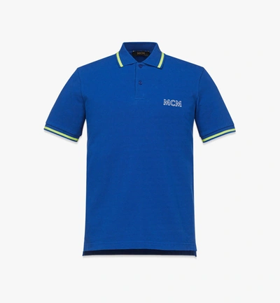 Mcm Logo Polo Shirt In Organic Cotton In Sodalite Blue