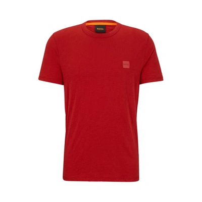 Hugo Boss Cotton-jersey Regular-fit T-shirt With Logo Patch In Red