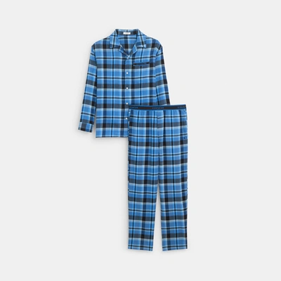 Coach Outlet Plaid Pajama Set In Blue