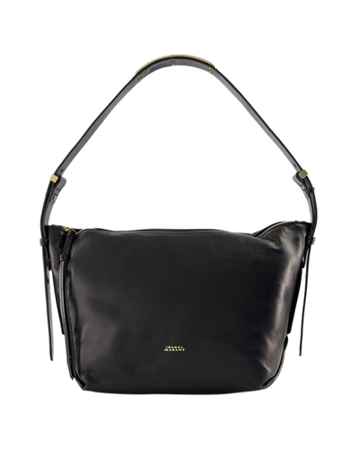 Isabel Marant Leyden Large Leather Shoulder Bag In Black