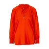 Hugo Boss Relaxed-fit Blouse In Stretch Silk With Tie Front In Orange