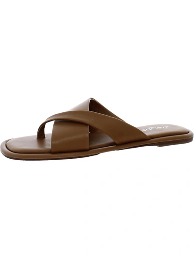 J/slides Yuri Womens Leather Slip On Thong Sandals In Brown