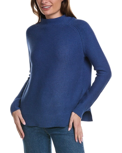 Forte Cashmere Garter Stitch Sweater In Blue