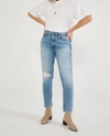 Etica Scarlet Mid Rise Slim Pant In Midnight Frost In Blue