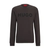 Hugo Boss Crew-neck Sweatshirt In French Terry With Contrast Logo In Grey