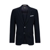 Hugo Boss Slim-fit Jacket In Micro-patterned Wool And Cotton In Blue
