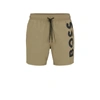 Hugo Boss Quick-drying Swim Shorts With Large Contrast Logo In Green