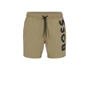 Hugo Boss Quick-dry Swim Shorts With Large Logo Print In Light Green