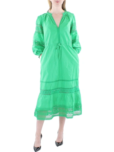 Velvet By Graham & Spencer Womens Cotton Crochet Trim Maxi Dress In Green