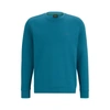 Hugo Boss Interlock-cotton Sweatshirt With Logo Detail And Crew Neckline In Blue