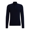 Hugo Boss Regular-fit Sweater With Zip Neckline In Dark Blue