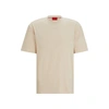 Hugo Boss Cotton-jersey Relaxed-fit T-shirt With Logo Print In Light Beige