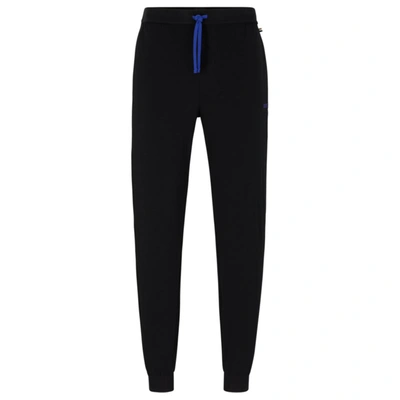 Hugo Boss Stretch-cotton Tracksuit Bottoms With Embroidered Logo In Black
