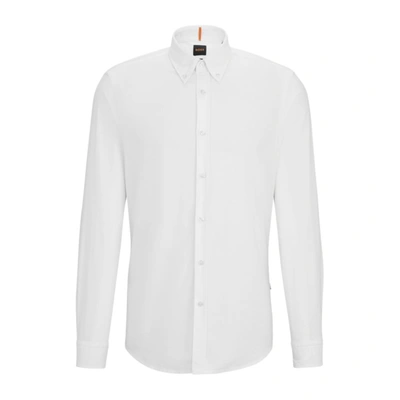 Hugo Boss Rickert Oxford Regular Fit Shirt In White
