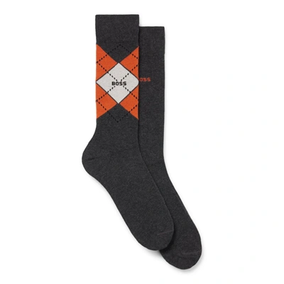 Hugo Boss Two-pack Of Regular-length Socks In A Cotton Blend In Dark Grey