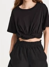 A.l.c . Mimi Gathered Crop T-shirt In Black
