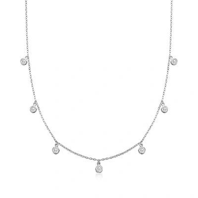 Ross-simons Diamond Station Necklace In 14kt White Gold In Silver