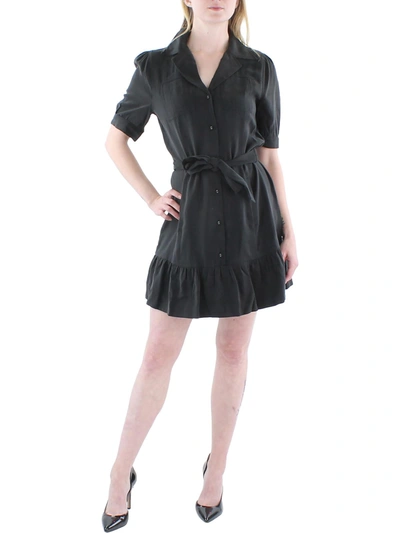 Paige Mayslie Womens Collared Short Sleeve Shirtdress In Black