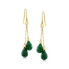 Ross-simons Emerald Double-drop Earrings In 14kt Yellow Gold In Green