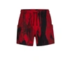 Hugo Boss Quick-drying Swim Shorts With Graphic Print In Red