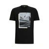 Hugo Boss Photo-print T-shirt In Stretch-cotton Jersey In Black