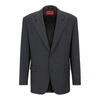 Hugo Boss Oversized-fit Jacket In Performance-stretch Fabric In Grey